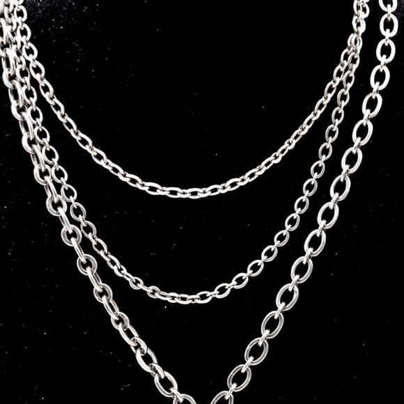 LOIS HILL Sterling Silver Cut Out Heart Pendant Multi-Strand Open Link Necklace - Picture 7 of 11